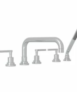 Promo 🎁 ROHL® Eclissi™ Three Handle Deck Mount Tub Filler in Polished Chrome Lever Handle 😀