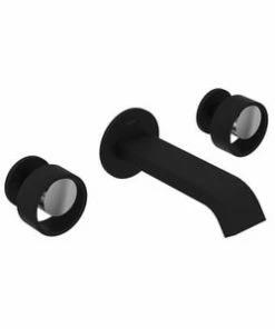 Outlet 💯 ROHL® Eclissi™ Two Handle Widespread Bathroom Sink Faucet in Matte Black with Polished Chrome Accent 🤩