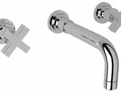 Best Sale 👍 ROHL® Lombardia® Two Handle Widespread Bathroom Sink Faucet in Polished Chrome Cross Handle ❤️