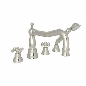 Hot Sale 👍 ROHL® Cisal 12 gpm 3-Hole Roman Tub Faucet with Double Lever Handle in Polished Nickel ✔️ 3 Hot Sale 👍 ROHL® Cisal 12 gpm 3-Hole Roman Tub Faucet with Double Lever Handle in Polished Nickel ✔️