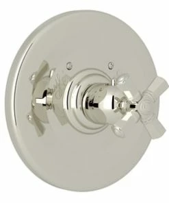 New ✨ ROHL® Palladian® Thermostatic Non-Volume Control Valve with Single Cross Handle in Polished Nickel 🧨