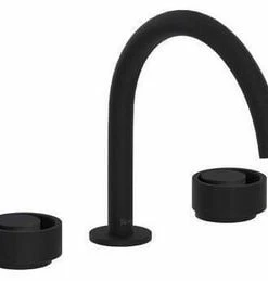 Flash Sale ✔️ ROHL® Palladian® Two Handle Widespread Bathroom Sink Faucet in Matte Black Knob Handle 🤩