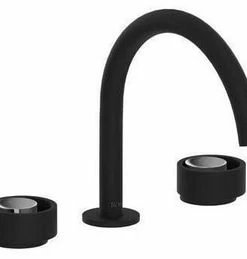 Budget 😍 ROHL® Eclissi™ Two Handle Widespread Bathroom Sink Faucet in Matte Black with Polished Chrome Accent Knob Handle 🌟