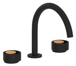 Brand new 🌟 ROHL® Eclissi™ Two Handle Widespread Bathroom Sink Faucet in Matte Black with Satin Gold Accent Knob Handle ⌛ 3 Brand new 🌟 ROHL® Eclissi™ Two Handle Widespread Bathroom Sink Faucet in Matte Black with Satin Gold Accent Knob Handle ⌛