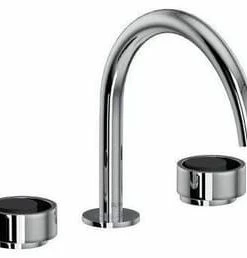 Promo 💯 ROHL® Eclissi™ Two Handle Widespread Bathroom Sink Faucet in Polished Chrome with Matte Black Accent Knob Handle ✨
