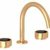 New ⭐ ROHL® Eclissi™ Two Handle Widespread Bathroom Sink Faucet in Satin Gold with Matte Black Accent Knob Handle 🛒 -ROHL Sales Query 1049
