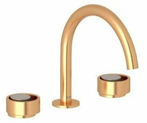 Coupon 👏 ROHL® Eclissi™ Two Handle Widespread Bathroom Sink Faucet in Satin Gold with Satin Nickel Accent Knob Handle 😍 3 Coupon 👏 ROHL® Eclissi™ Two Handle Widespread Bathroom Sink Faucet in Satin Gold with Satin Nickel Accent Knob Handle 😍