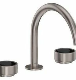 Hot Sale 🌟 ROHL® Eclissi™ Two Handle Widespread Bathroom Sink Faucet in Satin Nickel with Matte Black Accent Knob Handle ⌛