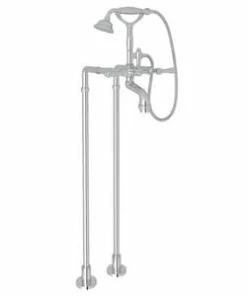 New ✨ ROHL® Vincent™ Three Lever Handle Floor Mount Filler in Polished Chrome 🎁