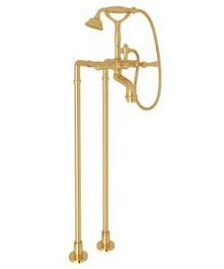Promo 😍 ROHL® San Giovanni™ Three Lever Handle Floor Mount Filler in Inca Brass 🤩