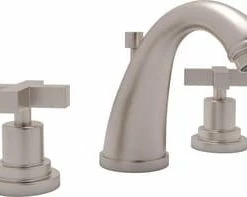 Coupon 🤩 ROHL® Avanti Deckmount Widespread Bathroom Sink Faucet with Double Metal Cross Handle in Satin Nickel 🔥