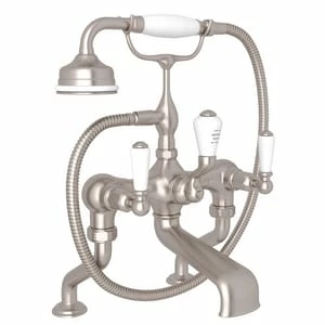 Hot Sale 😍 Perrin & Rowe Edwardian 19 gpm 2-Hole Exposed Deck Mount Roman Tub Faucet with Double Lever Handle in Satin Nickel 🔔 3 Hot Sale 😍 Perrin & Rowe Edwardian 19 gpm 2-Hole Exposed Deck Mount Roman Tub Faucet with Double Lever Handle in Satin Nickel 🔔
