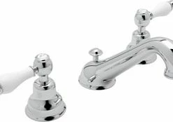 Budget 🥰 ROHL® Arcana™ Deckmount Widespread Bathroom Sink Faucet with Double Porcelain Lever Handle in Polished Chrome 💯
