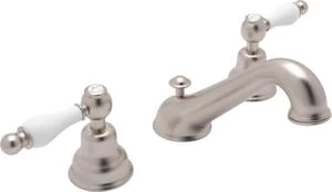 Cheap 🤩 ROHL® Arcana™ Deckmount Widespread Bathroom Sink Faucet with Double Porcelain Lever Handle in Satin Nickel 😀 3 Cheap 🤩 ROHL® Arcana™ Deckmount Widespread Bathroom Sink Faucet with Double Porcelain Lever Handle in Satin Nickel 😀