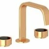 Best Sale 😍 ROHL® Eclissi™ Two Handle Widespread Bathroom Sink Faucet in Satin Gold with Matte Black Accent Knob Handle ✔️ -ROHL Sales Query 1107