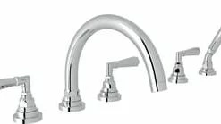Brand new 🥰 ROHL® Perrin & Rowe® Edwardian 4 gpm 5 Hole Deck Mount Roman Tub Faucet with Triple Lever Handle in Polished Chrome 🎁