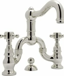 Deals 😍 ROHL® Aqui Two Handle Bridge Bathroom Sink Faucet in Polished Nickel 😍