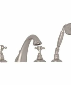 Flash Sale ❤️ ROHL® Viaggio® Two Handle Roman Tub Faucet in Satin Nickel 🎁