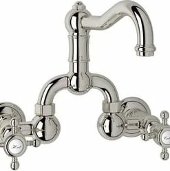 Wholesale 🤩 ROHL® Country Bath Two Handle Bridge Bathroom Sink Faucet in Polished Nickel 🧨