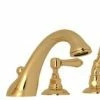 Best deal 😍 ROHL® Acqui® 9 gpm 4-Hole Deck Mount Roman Tub Filler with Double Metal Lever Handle in Inca Brass 🌟 -ROHL Sales Query 1218