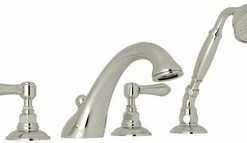 Brand new 😉 ROHL® Acqui® 4-Hole Tub Filler with Double Lever Handle in Polished Nickel ✔️