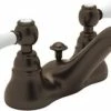 Best Sale 😍 ROHL® Country Bath Deckmount Bathroom Sink Faucet with Double Porcelain Lever Handle in Tuscan Brass 🌟 -ROHL Sales Query 1226