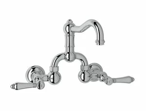Hot Sale 👍 ROHL® Italian Country Bath Wall Mount Bridge Bathroom Sink Faucet with Double Lever Handle in Polished Chrome 🎁 3 Hot Sale 👍 ROHL® Italian Country Bath Wall Mount Bridge Bathroom Sink Faucet with Double Lever Handle in Polished Chrome 🎁