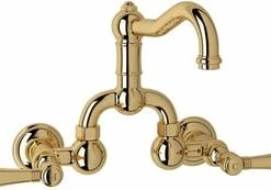 Best reviews of ⭐ ROHL® Country Bath Wall Mount Bridge Bathroom Sink Faucet with Double Metal Lever Handle in Inca Brass ⌛