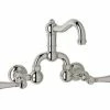 Deals 🌟 ROHL® Acqui Wall Mount Bridge Bathroom Sink Faucet with Double Lever Handle in Polished Nickel 🔥 -ROHL Sales Query 1235
