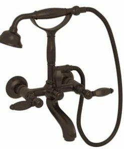 Buy 🎉 ROHL® Eclissi™ Three Handle Wall Mount Filler in Tuscan Brass 👍