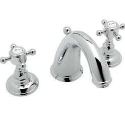 Best Sale 👏 ROHL® San Julio® Deckmount Widespread Bathroom Sink Faucet with Double Crystal Cross Handle in Polished Chrome 🛒