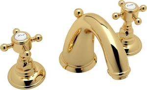 Flash Sale 😀 ROHL® San Julio® Deckmount Widespread Bathroom Sink Faucet with Double Crystal Cross Handle in Inca Brass 🌟 3 Flash Sale 😀 ROHL® San Julio® Deckmount Widespread Bathroom Sink Faucet with Double Crystal Cross Handle in Inca Brass 🌟