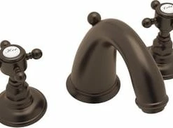 Best deal 😀 ROHL® San Julio® Deckmount Widespread Bathroom Sink Faucet with Double Crystal Cross Handle in Tuscan Brass ⌛