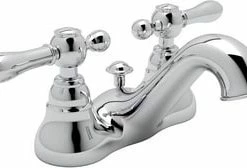 New 🎉 ROHL® Country Bath Deckmount Bathroom Sink Faucet with Double Metal Lever Handle in Polished Chrome ✨
