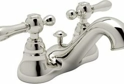 Promo ⌛ ROHL® Country Bath Deckmount Bathroom Sink Faucet with Double Metal Lever Handle in Polished Nickel 🎁