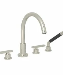 Outlet 😀 ROHL® Miscelo™ Three Handle Roman Tub Faucet in Polished Nickel 👍