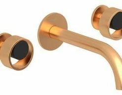 New 😀 ROHL® Eclissi™ Two Handle Widespread Bathroom Sink Faucet in Satin Gold with Matte Black Accent 😍