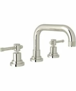 Discount 🧨 ROHL® Campo™ Two Handle Widespread Bathroom Sink Faucet in Polished Nickel Lever Handle 🥰