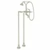 Best Sale 💯 ROHL® Palladian® Floor Mount Tub Filler with Porcelain Triple Lever Handle and Hand Shower in Polished Nickel ✨ -ROHL Sales Query 1297