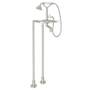 Best Sale 💯 ROHL® Palladian® Floor Mount Tub Filler with Porcelain Triple Lever Handle and Hand Shower in Polished Nickel ✨ 3 Best Sale 💯 ROHL® Palladian® Floor Mount Tub Filler with Porcelain Triple Lever Handle and Hand Shower in Polished Nickel ✨