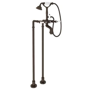 Deals 😉 ROHL® East Linear Floor Mount Tub Filler with Porcelain Triple Lever Handle and Hand Shower in Tuscan Brass 👏 3 Deals 😉 ROHL® East Linear Floor Mount Tub Filler with Porcelain Triple Lever Handle and Hand Shower in Tuscan Brass 👏