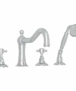 Budget 🎉 ROHL® Edwardian™ Two Handle Roman Tub Faucet in Polished Chrome 🎁