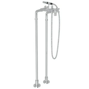 Flash Sale 😀 ROHL® Graceline™ Three Handle Cross Floor Mount Filler in Polished Chrome ⭐ 3 Flash Sale 😀 ROHL® Graceline™ Three Handle Cross Floor Mount Filler in Polished Chrome ⭐