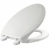 Budget 🌟 Bemis Closed Front with Cover Elongated Heavy- Duty Toilet Seat with Plastic Top-Tite Hinges Toilet Seat White 🌟 -ROHL Sales Query 1355