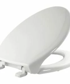 Budget 🌟 Bemis Closed Front with Cover Elongated Heavy- Duty Toilet Seat with Plastic Top-Tite Hinges Toilet Seat White 🌟