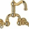 Wholesale 🌟 ROHL® Country Bath Wall Mount Bridge Bathroom Sink Faucet with Double Porcelain Lever Handle in Inca Brass 🎉 -ROHL Sales Query 1366