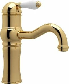 Deals 😀 ROHL® Acqui® Deckmount Bathroom Sink Faucet with Single Porcelain Lever Handle in Inca Brass 🎁