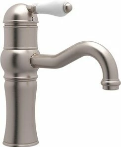 Best Sale ✔️ ROHL® Acqui® Deckmount Bathroom Sink Faucet with Single Porcelain Lever Handle in Satin Nickel ❤️