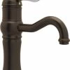 Hot Sale 🤩 ROHL® Acqui® Deckmount Bathroom Sink Faucet with Single Porcelain Lever Handle in Tuscan Brass 🧨 -ROHL Sales Query 1398
