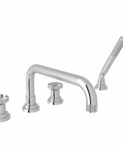 Cheap 😀 ROHL® Perrin & Rowe® Edwardian 4 gpm 5 Hole Deck Mount Roman Tub Faucet with Double Wheel Handle in Polished Chrome 😍